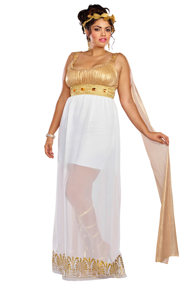 Plus size Greek Goddess chiffon gown costume