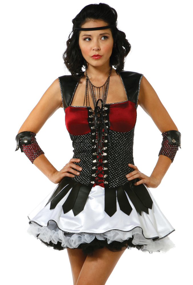 Sexy warrior corset skirt costume set