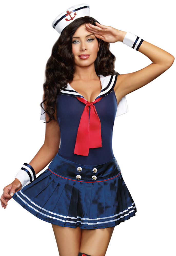 Adult female Naval Sailor romper skirt costume