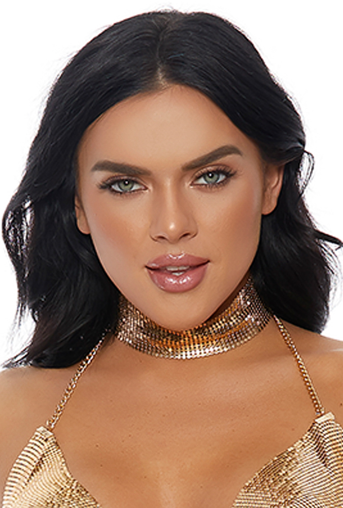 Forplay gold adjustable chainmail costume choker