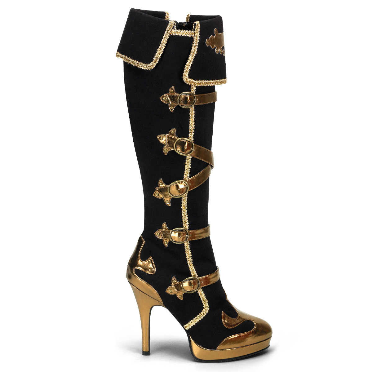 Black knee high upscale pirate costume boots