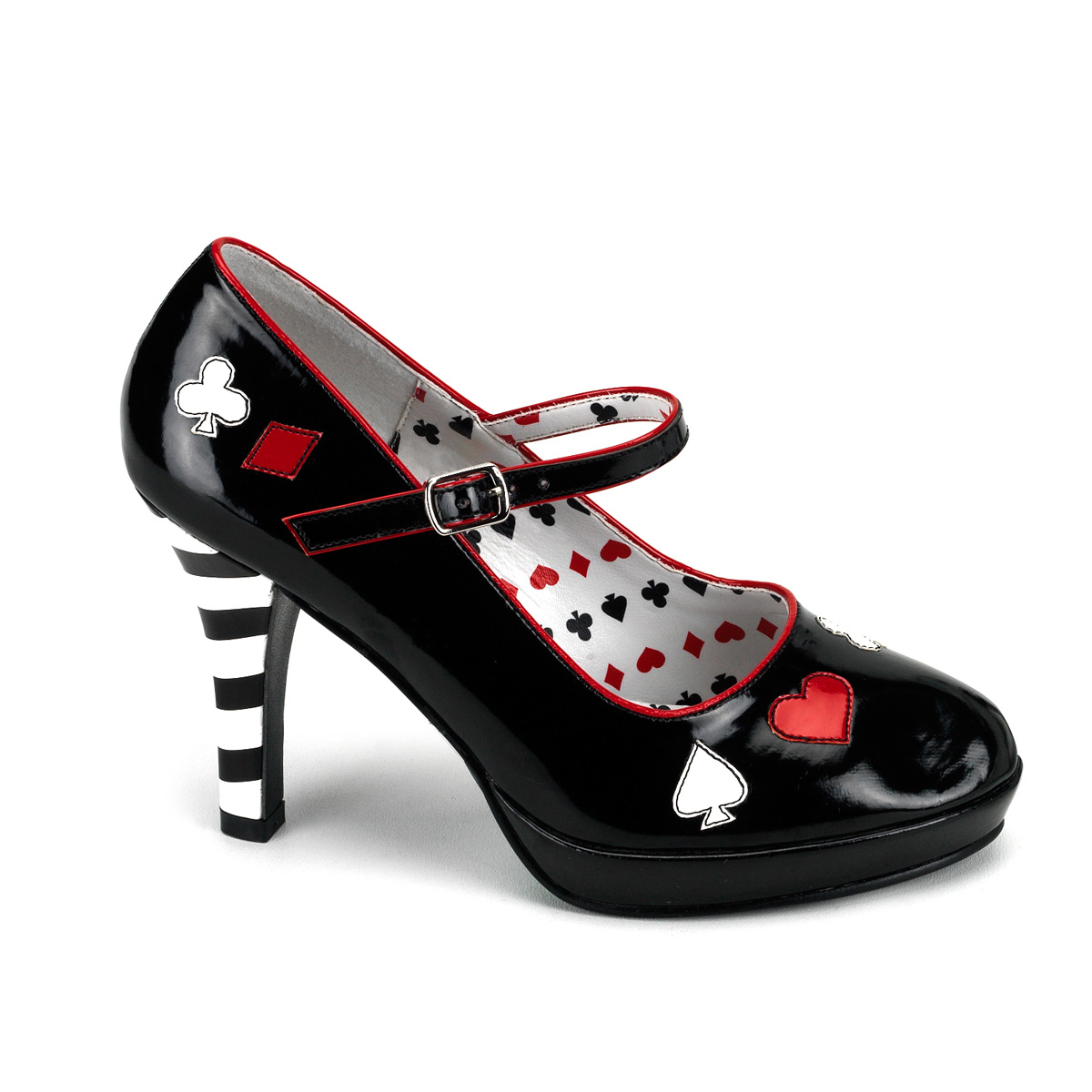 Black 4" queen of hearts platform costume shoes