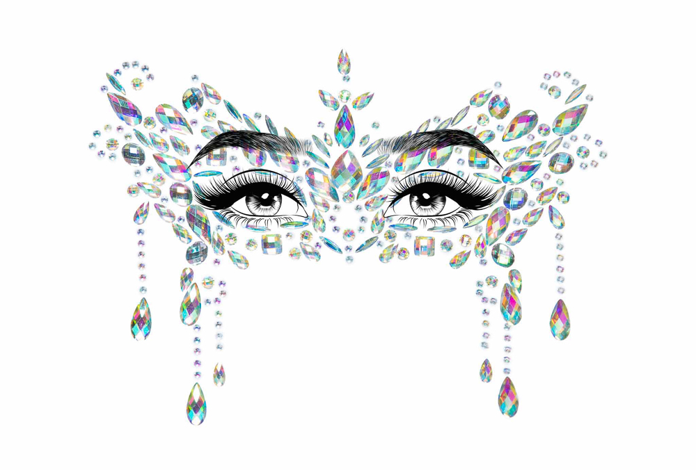 Clear Masquerade adhesive face jewels sticker