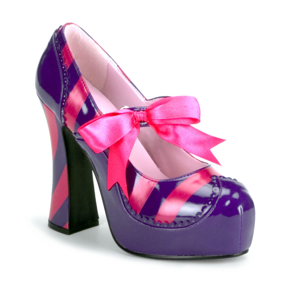 Cheschire cat chunky heel Alice wonderland 5" costume shoes